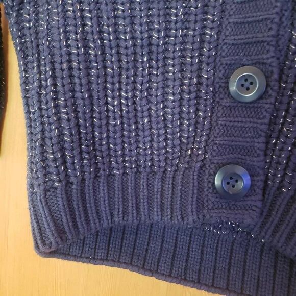 Hanna Andersson Navy Blue Sparkle V-Neck Cardigan Size 3 - Picture 3 of 6